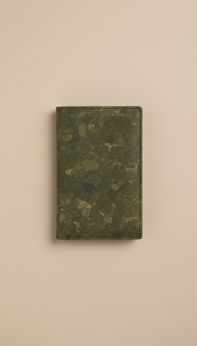 Slim Cork Wallet in Olive Grove